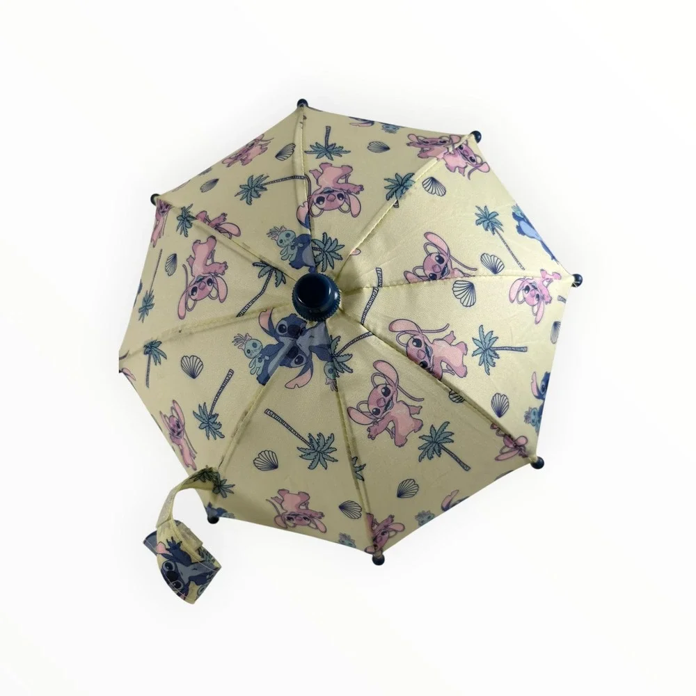 Disney Stitch Umbrella Kids Doll Cream Blue Excellent Tropical Angel Rain Gear